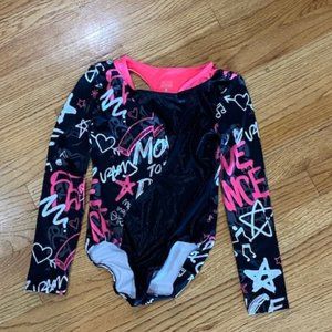Justice Active Dance Pink Black Leotard & Leggings